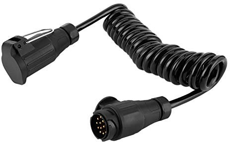 13Pin Adapter Kabel Anhänger Stecker Verlängerung Feder Kabel Anhänger Verkabelung Stecker Schwarz Wasserdicht Kupfer für Auto Caravan RV