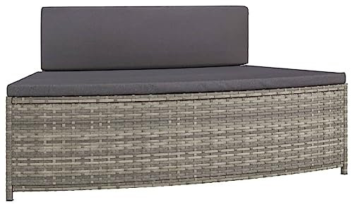 Kavolet 2 STK. Whirlpool-Bänke mit Auflagen, Whirlpool-Umrandung, Whirlpool Einfassung, Whirlpool Verkleidung, Whirlpool Regal Whirlpool Stufe, Grau Poly-Rattan