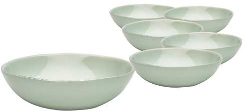 Van Well | URBAN Schale 19 cm grün 6er Set - Steinzeug Bowl, für Nudeln, Suppe,Salat Poke oder Müsli