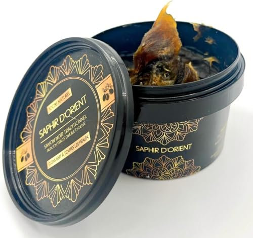 SAPHIR D'ORIENT/SAVON NOIR/BLEDI/HAMMAM Gommage 100% naturel à l'huile d'olive pour femme/homme. Nettoie purifie élimine les cellules mortes Purifiant/hydratant/exfoliant convient à tous types de peau