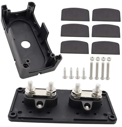 Sharplace Generischer Stromverteilungsblock, max, wasserdicht, mit Bolzen, 300 A Sammelschiene, Sammelschienen-Klemmenblock für Fahrzeuge, Schwarz M8