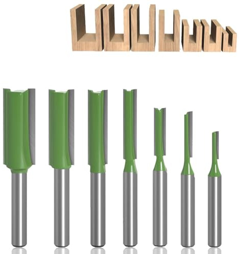 KEWAYO 7 Teiliges Set Fräser für Oberfräse, Legierung Nutfräser 6mm Schaft, für Holzzuschnitt, DIY Holzbearbeitung(3mm-12mm)