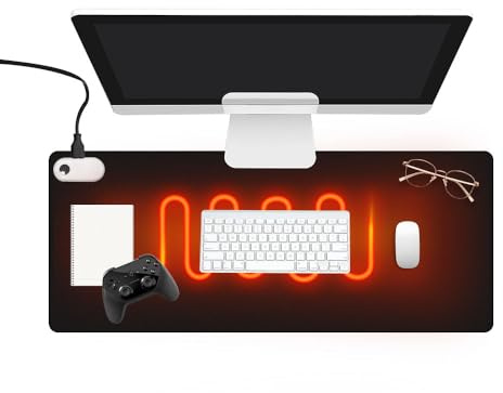 XPJBKC 80×33cm Heated Mouse Pad, Office Decor-Mouse Pad, Warm Desk Pad, Electric Heating Pad with Digital Display & 3 Heating Levels & 3Hours Auto Shut-Off for PC Keyboard Laptop Office and Home Black