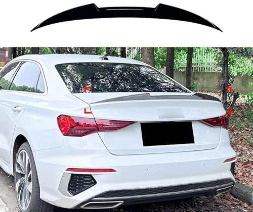 LWWNNFC Auto Heckspoiler Spoiler für Audi A3 S3 RS3 8Y Sedan 2021 2022 2023 2024, Auto KofferraumSpoiler Heckflügel Lippe Spoiler Dachspoiler Styling Zubehör,Glossy Black