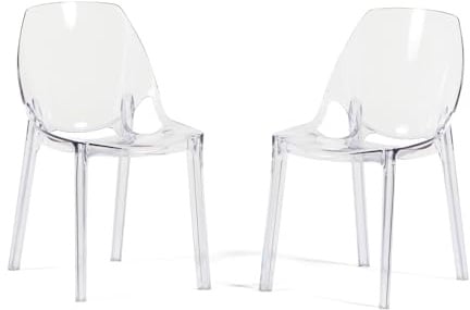 SIEDITI FUORI E DENTRO Moderne Esszimmerstühle aus transparentem Polycarbonat, stapelbare durchsichtige Design Stühle für Küche und Esszimmer - Luce (2 Stühle, Transparent)