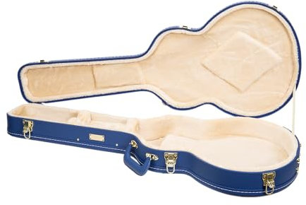 Crossrock Designer Series CRW520LVB - Custodia in legno per chitarre elettriche Les Paul, con blocco di sicurezza, piedini in metallo, spazio di archiviazione, colore: Blu acceso