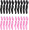 20 Pezzi Fermagli a Coccodrillo, Fermagli per Parrucchiere Professionali in Plastica,mollette capelli donna,Accessori per Styling e Acconciature, Ideali per Salone e Uso Domestico, Colori Nero e Rosa