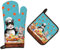 Arquiel Cute Cat Oven Mitts and Pot Holders -100% Cotton, Heat Resistant Extra Long Oven Gloves & Hot Pads for Cooking BBQ Grilling Baking Gift, Set of 2