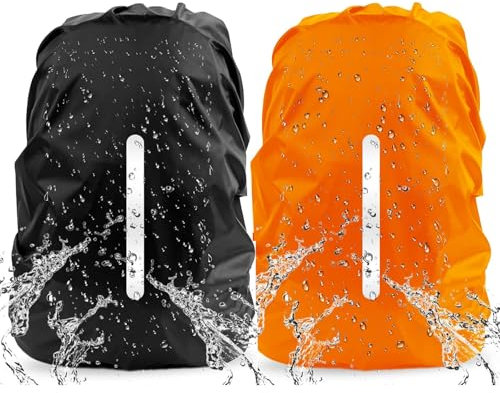 Quzyllic 2 Stück Rucksack Regenschutz mit Reflexstreifen, 30-40L Reflektierender Rucksacküberzug, wasserdichte Reflektierende Regenhülle Rucksack für Outdoor Wandern Reiten Klettern Camping