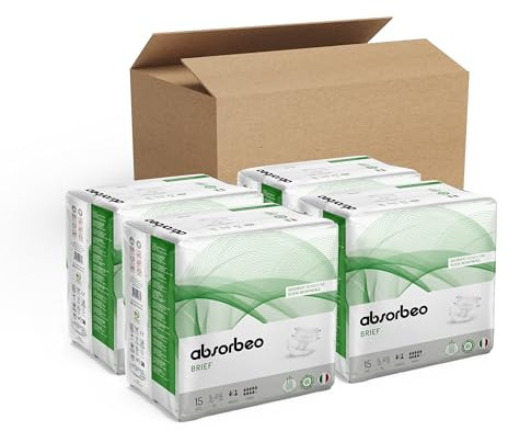Absorbeo Pannolone Mutandina Maxi für schwere Inkontinenz, absoluter Komfort, vollständiger Schutz, Unisex, Größe XL, 4 Packungen à 15 Stück (insgesamt 60 Stück)