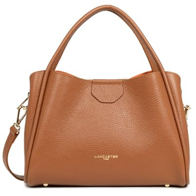 LANCASTER | Ida Double - Sac à Main Cuir de Vachette Grainé Camel - In - Orange