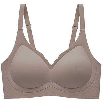 Sexy Unterwäsche aus Spitze für Damen, mit seitlicher Schnalle, ohne Raffungen, Push-Up-BH, klassisch, bequem, ohne Komplex, coffee, M