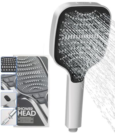 Duschkopf mit Hohem Wasserdruck, Handbrause Dusche mit 8 Strahlarten, 26.5 * 12cm Handbrause Duschkopf Gross, Duschbrause für Duschkopf Wassersparend, Hautfreundlich Brausekopf Silikon Dusche