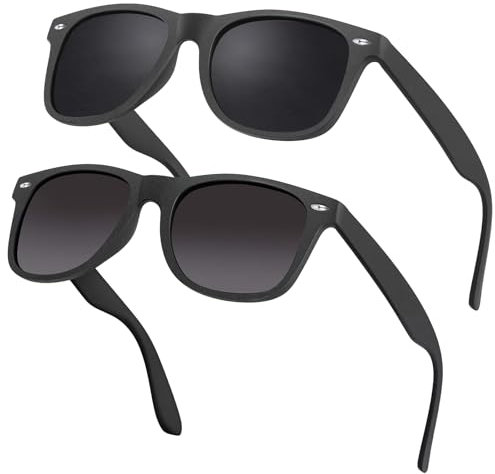 Chritice 2 Stück Sonnenbrille Herren Polarisiert,UV400 Schwarz Sunglasses Men Herren Sonnenbrille Damen,Retro Unisex Sunglasses