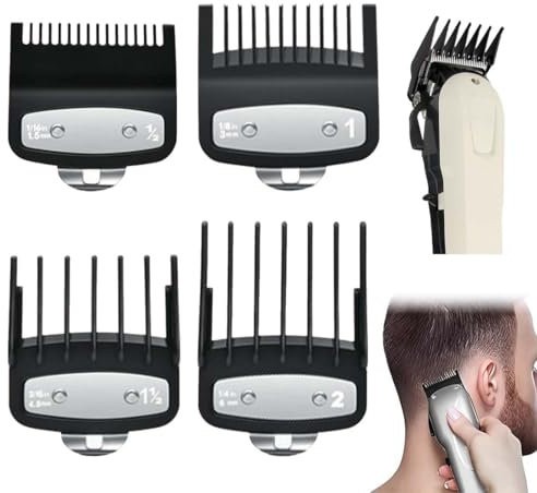 4 Stück Haarschneidemaschine Aufsätze für Wahl,Haarschneider Führungskämme,Magic Clip Trimmer Rasierer,Bartschneider Aufsteckkamm-Set, Gesichtshaarschneidemaschinen Bartschneider Aufsteckkamm