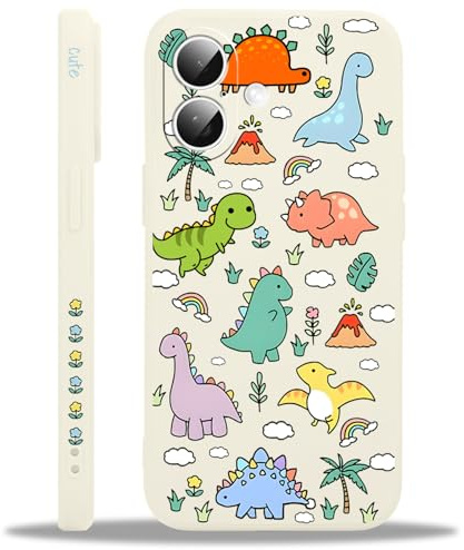 Yoedge Handyhülle für iPhone 16 Hülle, Aesthetic Anime Blau Muster Dinosaurier Design Mädchen Frauen Cover, Dünn Weich Silikon Stoßfest Case Kratzfest Schutzhülle für iPhone16 6,1, Clouds