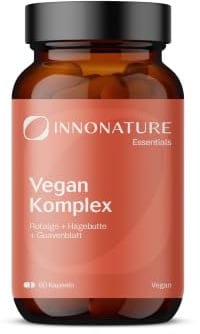 InnoNature Vegan Komplex Kapseln | mit Calcium, Eisen, Jod, Zink, Selen, Vitamin C und Vitamin B12 aus natürlicher Quelle | vegan, 60 Kapseln im 1 Monatsvorrat
