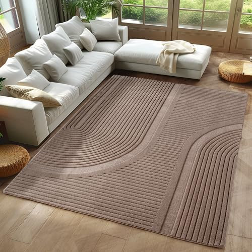 Carpetsale24 Teppich Boho 160 x 230 cm Beige – Weicher Skandinavischer Kurzflor mit 3D-Effekt – Waschbar & Pflegeleicht – Moderner Teppich für Wohnzimmer, Esszimmer oder Schlafzimmer