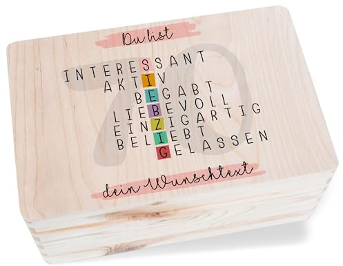 Shirtracer Erinnerungsbox Holz personalisiert Du bist 70 mit Text | Holz, 30x20x14 cm, Holzkiste, Erinnerungskiste, Erinnerungsschachtel, Aufbewahrungsbox, Kartenbox, Kartenkiste, Geschenkebox