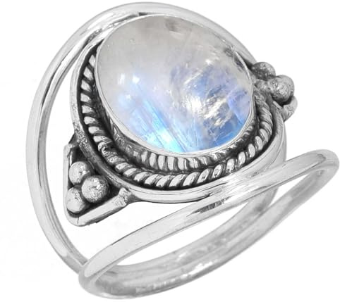Handgemacht 925 Sterling Silber überzogen Ring Natur Edelstein Mondstein, Kristall, Karneol, Rosenquarz Oval Boho Schmuck Für Damen