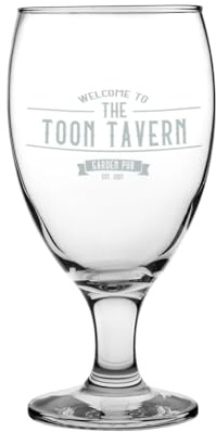 NOT JUST A PRINT Personalised Engraved Tulip Beer Glass – Custom Name, Message or Logo – Pint Glass Gift for Mum, Dad, Birthdays, Christmas, Father’s Day – Custom Beer Glass 16oz (Vintage Home Pub)