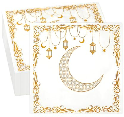 TESGADGETS 20er-Pack Ramadan Mubarak Servietten, 33x33cm, Ramadan Tischdeko & Ramadan Deko, Geeignet fürs Ramadan Fest, Servietten für Festlichkeit