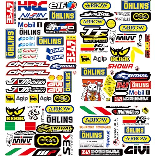3 Stück Motocross Aufkleber Sticker Motorrad Aufkleber,Sponsoren Sticker | Wasserdicht Racing Sticker,Motorrad Sticker,Motorsport Helm Aufkleber Für Motorräder, Rennwagen, Helme,Stil B