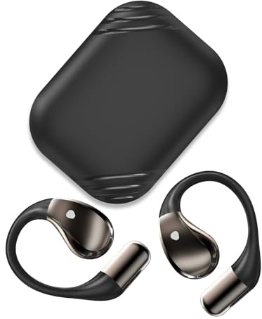 Conyat Open-Ear Headphones, Bluetooth 6.0 Wireless Earbuds Powerful Sound, 40H Open Ear Earbuds with Mic, Adjustable Ear Hooks, Ultra-Comfort, IPX7 Waterproof Earphones for Workouts/Running, Deepblack