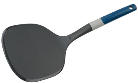 Tasty Pancake Turner, Extra Large and Made of Plastic, Soft-touch Handle for Making and Serving Pancakes or Crêpes, Dimensions: 34x15.5cm, Colours: Cool Dark Blue, Black & Grey