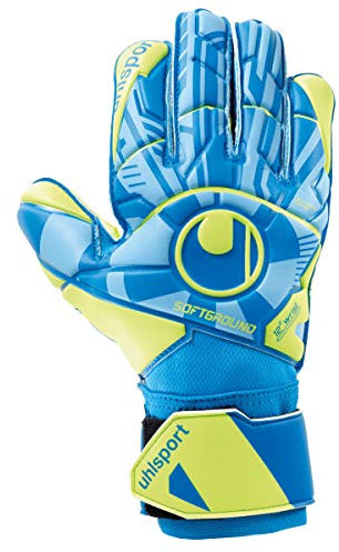 uhlsport Unisex – Erwachsene Control Soft PRO Torwarthandschuhe, Fußballhandschuhe, Radar blau/Fluo gelb/schw, 9.5