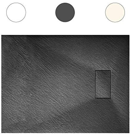 PIATTO DOCCIA EFFETTO PIETRA ARDESIA SMC RESINA BEIGE TORTORA NERO ANTRACITE BIANCO GRIGIO 70X120 CM (Nero Antracite)