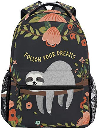 Daisy Joy Dreams Faultier Schulter Rucksack Bookbag für Teen Jungen Mädchen Kinderrucksack Laptop Büchertasche Rucksäcke