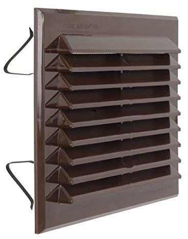 La Ventilazione BMR140M - Rejilla de ventilación rectangular marrón con red antiinsectos y muelles, dimensiones 175 x 146 mm