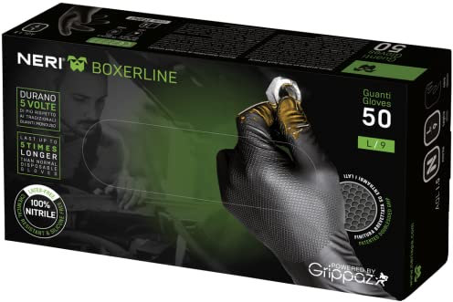 Neri 50 guantes de nitrilo sin polvo, moleteado, robusto, profesional, ultrarresistente, sin látex, sin látex, talla XXl-11