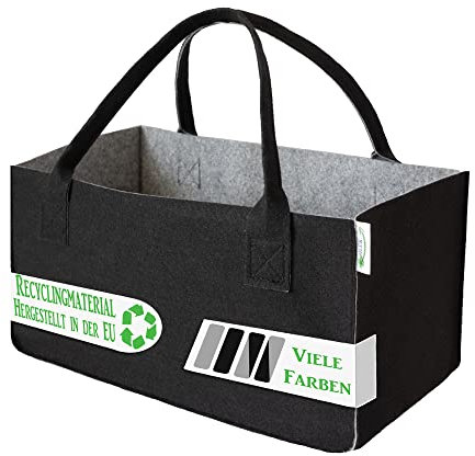1 Stück Filztasche Schwarz/Rot Einkaufstasche Kaminholztasche Kaminholzkorb Filz Zeitungsständer Zeitungskorb(Schwarz/Grau))