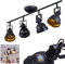 Deckenleuchte Tita, moderne Deckenlampe aus Metall in Schwarz/Goldfarben m. verstellbaren Strahlern, Leuchte im Retro/Vintage-Design mit Lichteffekt, 4-flammig, 4 x E14, ohne Leuchtmittel