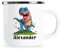 Alex Personalisierte Kindertasse mit Name und lustigem Dinosaurier Motiv Emaille Tasse individuelle Geschenke Kind Geburtstag Junge Mädchen Metallbecher Emailletasse Geschenkidee