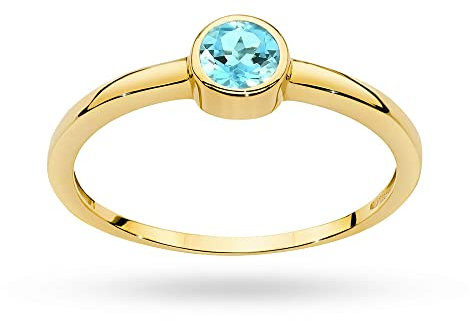 MARKO Klassischer Damenring aus Gold mit Topas 0.25Ct, 14 Karat Gold (585) | Goldring mit Box | Goldring für Frauen (Topas, 59 (18.8))