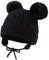 XIAOHAWANG Baby Mädchen Mütze Strickmütze Winter Hut Warme Wintermütze Doppelpompon für Unisex Baby (2-6 Jahren, Schwarz)