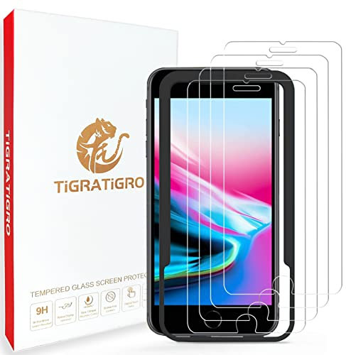 Vetro 2.5D per iPhone SE2022 /iPhone SE2020 /iPhone8/iPhone7/6S/6 pellicola vetro temperato (4,7)-HD 9H durezza, 0,33 mm super trasparente (4pezzi Con Strumenti Facili da Installare)