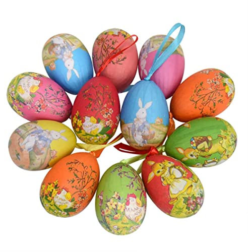 KUGRRFRC Osterbaum-Licht für Zuhause, Osterei, Hochzeit, Birke, Dekoration, fröhliches Ostergeschenk, Tischplatte, hängende Baumverzierungen, Dekorationen, 12 Stück, zufällig, USA