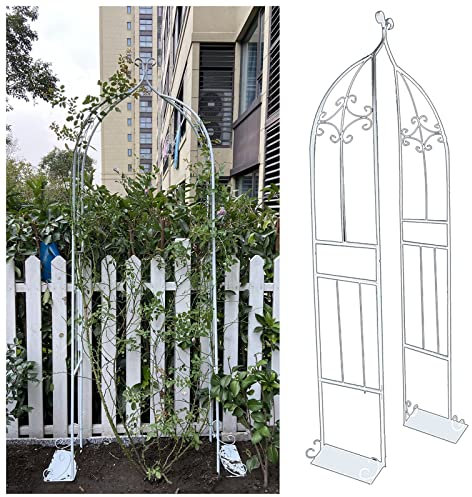 MNYXC Außenhof Rosenbogen, Weiß Dekorieren Garten Torbogen Kletterpflanze Blumenständer Eisenkunst Metall Pergola Laube (Size : 80cm(2.6ft))