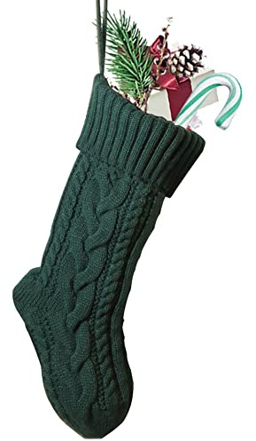 Nanou Calze di Natale da Appendere, Calze di Natalizie a Maglia Grandi Personalizzate, Decorazioni Albero Natale Regali per Feste di Natale (Lunghezza 46 cm, 1 Pezzi, Verde)