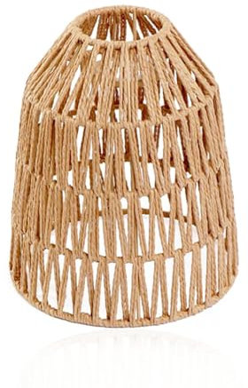 GBS Wicker Light Shade, Rattan Woven Ceiling Pendant Lighting, Adjustable Cotton Cord, Wicker Pendant Light Shade for Living Room (Natural Rattan)