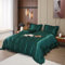 Freyamy Satin Bettwäsche 200x200 Luxus Glatt Seide Glanzsatin Bettwäsche Set Grün Einfarbig Rüschen Kühl Glatt Sommer Bettwäsche Sets 1 Bettbezüge und 2 Kissenbezug 80x80 mit Reißverschlüsse