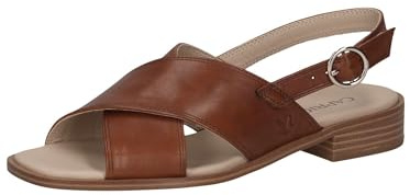 CAPRICE Damen Sandalen flach aus Leder Elegant, Braun (Cognac Nappa), 42 EU