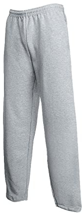 Fruit of the Loom Men's Open Hem Classic Jogging Trousers, Size: M, Colour: 1 x Grey Open + 1 HL Purchase Notepad