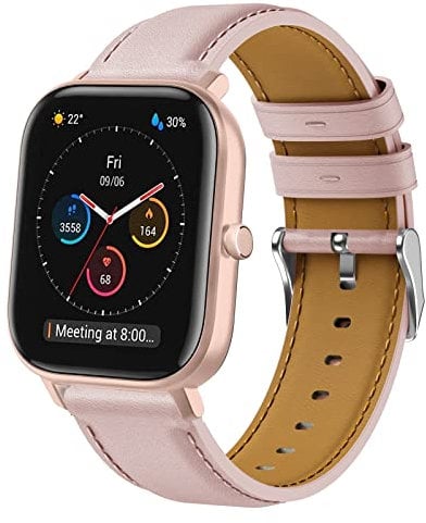 Bracelet pour Amazfit GTS 2 Mini, 20mm Bracelet cuir de remplacement pour Amazfit Bip, Bip U, Bip U Pro, Bip 3, Bip 3 Pro, Amazfit GTS 2e, GTS 2, GTS 3, GTS 4, GTS 4 Mini, GTR Mini, Amazfit Active