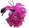 Damen Federbrosche Hutfeder, Morechioce Vintage Perlen Blume Brosche Trachtenbrosche Party Feder Schmuck Ansteckbrosche Hutfeder Elegant Haarspange Hutschmuck Kopfbedeckung Hut-Anstecker,Rote Rosa