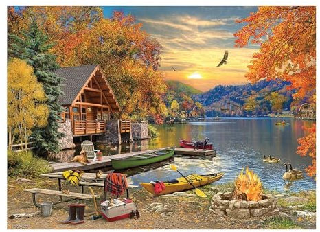Cobble Hill 1000 Teile Puzzle – Lakeside Retreat – Musterposter im Lieferumfang enthalten